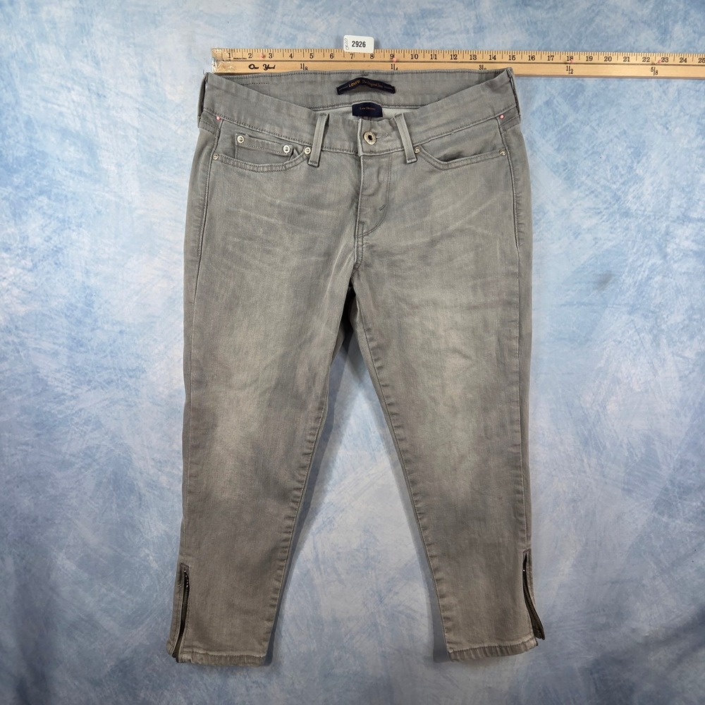 Levis Low Skinny Grey Ankle Zip Jeans Womens Size 8 Low Rise Denim Pants‎